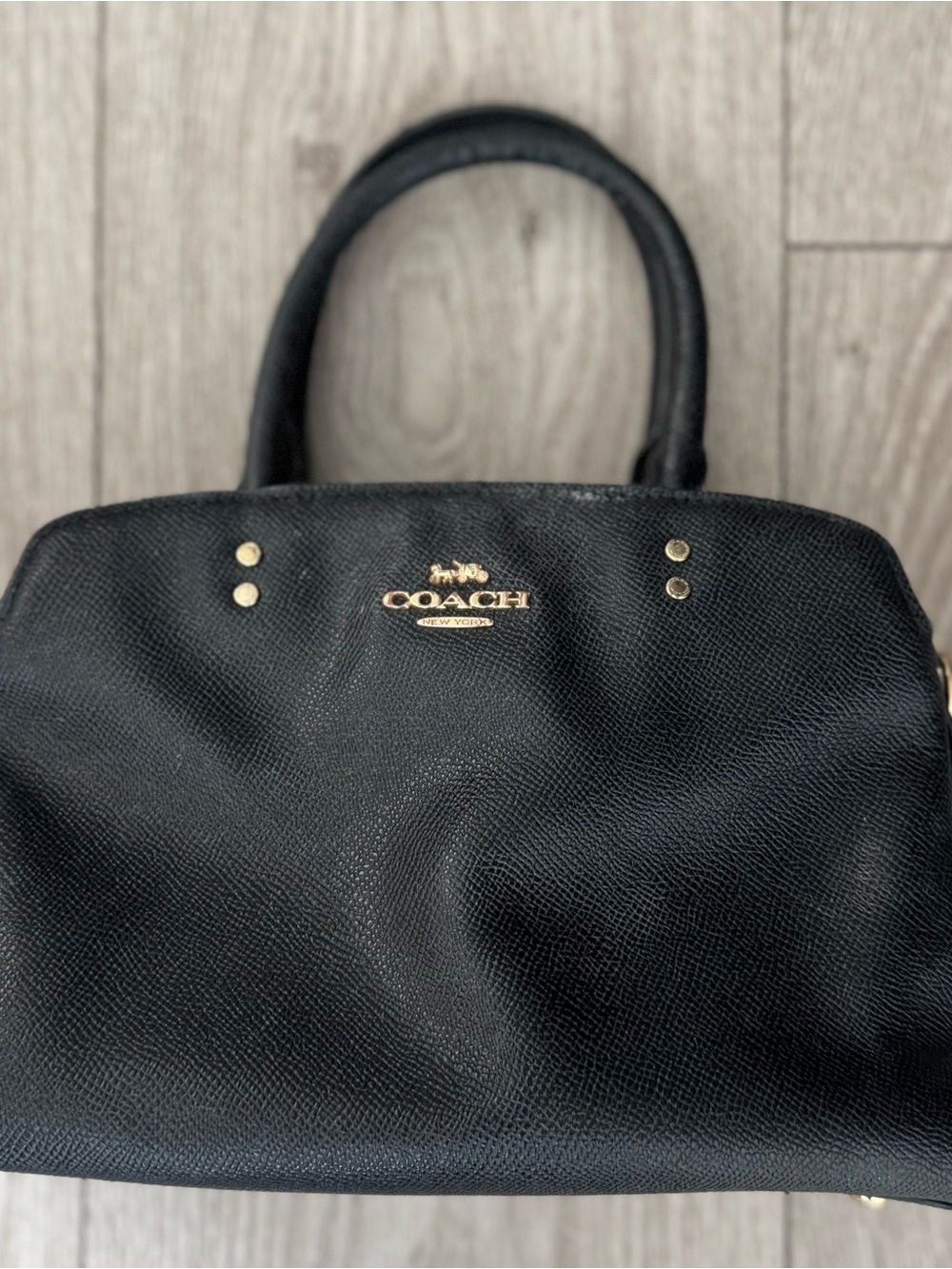 Coach Black Leather Satchel with Gold Hardware